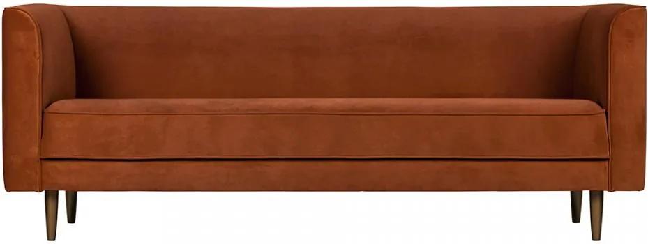 Canapea portocalie din catifea pentru 3 persoane Studio Rust
