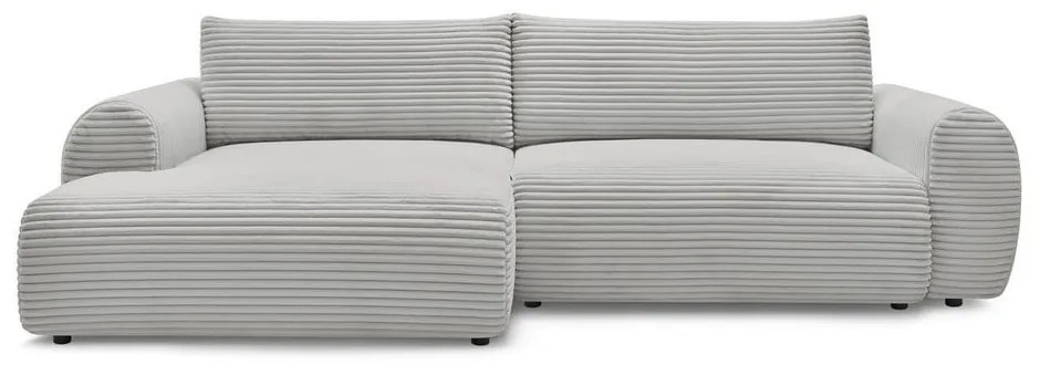 Colțar gri deschis extensibil cu tapițerie din catifea reiată (cu colț pe partea stângă ) Lucien – Bobochic Paris