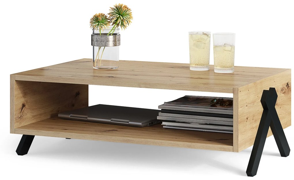 Set de mobilier VIK Stejar Artisan - DULAP Radio TV/ PENTRU TV + MASĂ / BANCĂ + BIBLIOTECĂ | SET DE MOBILIER CAMERA DE ZI