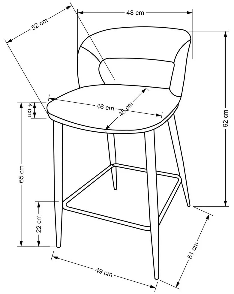 Scaun de bar Brecht, gri