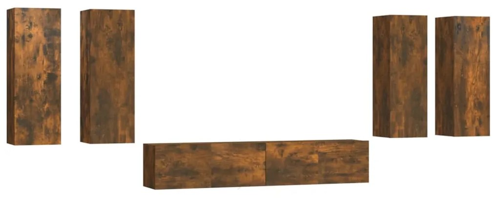 vidaXL Set dulapuri TV, 6 piese, stejar fumuriu, lemn prelucrat