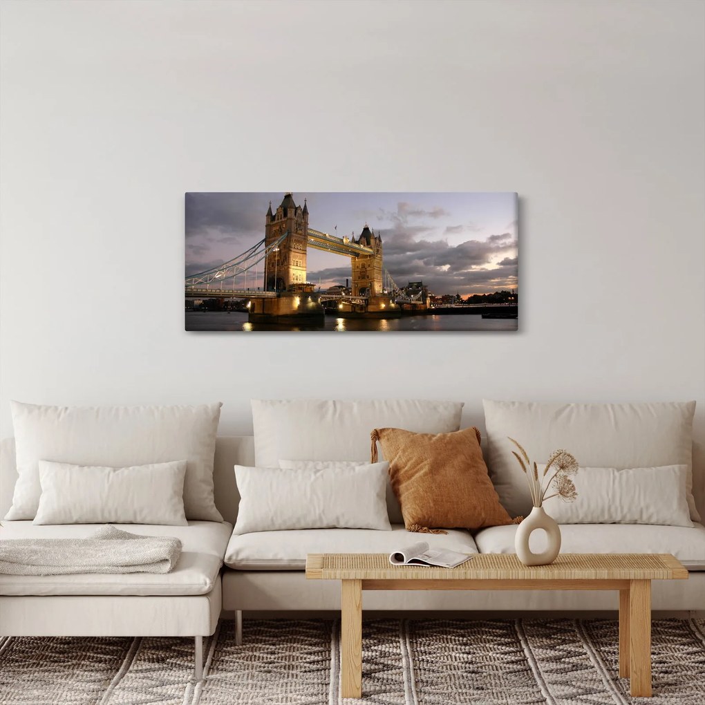 Tablou - Tower Bridge la noapte (120x50 cm)