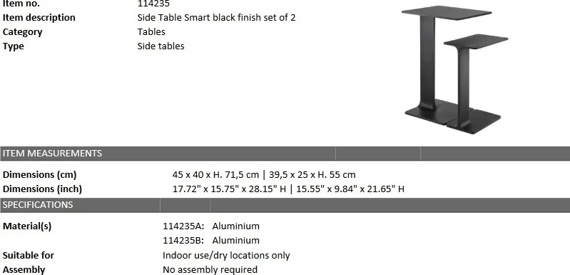 Set de 2 masute laterale design modern Smart, negru 114235 HZ