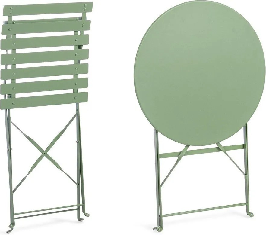 Set de dining pentru grădină verde salvie din oțel pentru 2 persoane Austin – Bizzotto