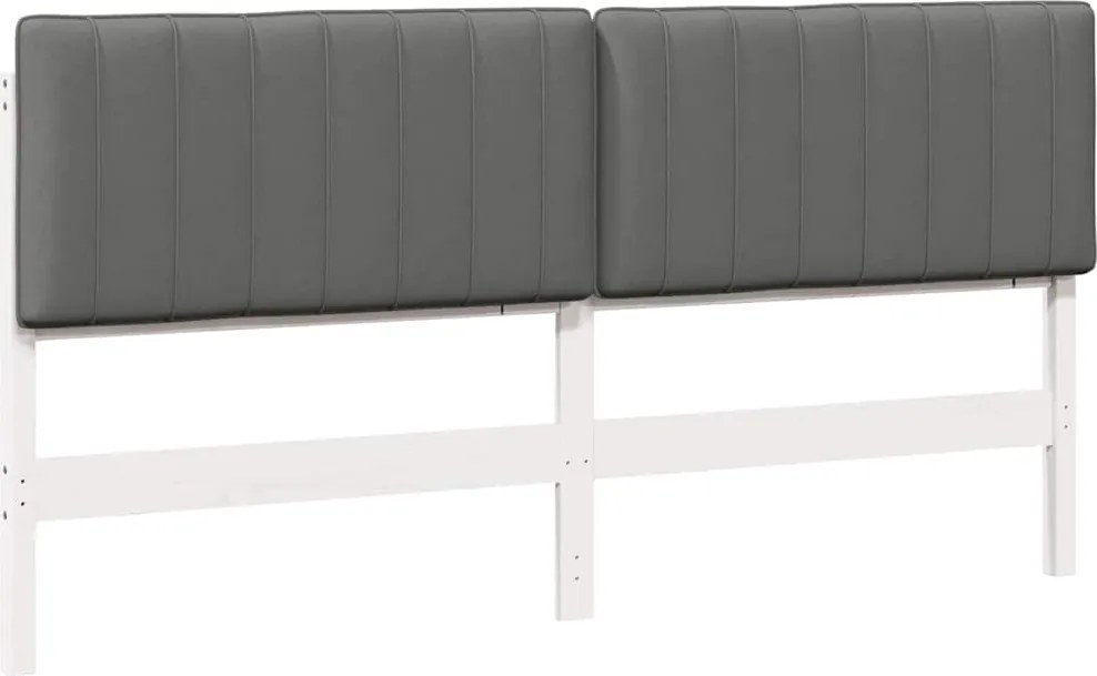 vidaXL Tăblie tapițată Alb și gri deschis 200 cm Lemn de pin masiv