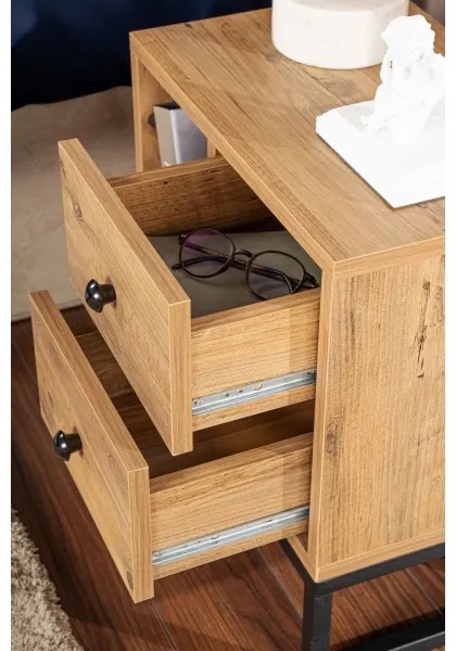 Noptieră GLIMMER 50x45,2 cm pin atlantic/negru