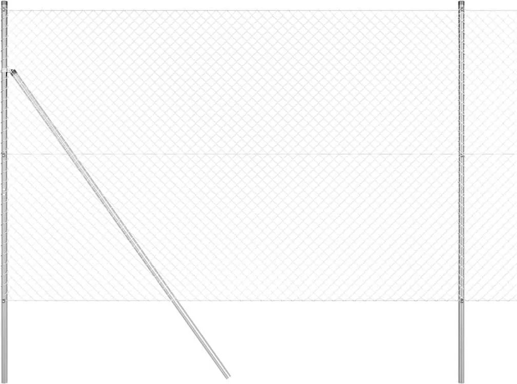 vidaXL Stâlp de gard. Argintiu 10 x 1,6 m (mesh 40 x 40 mm) Oțel