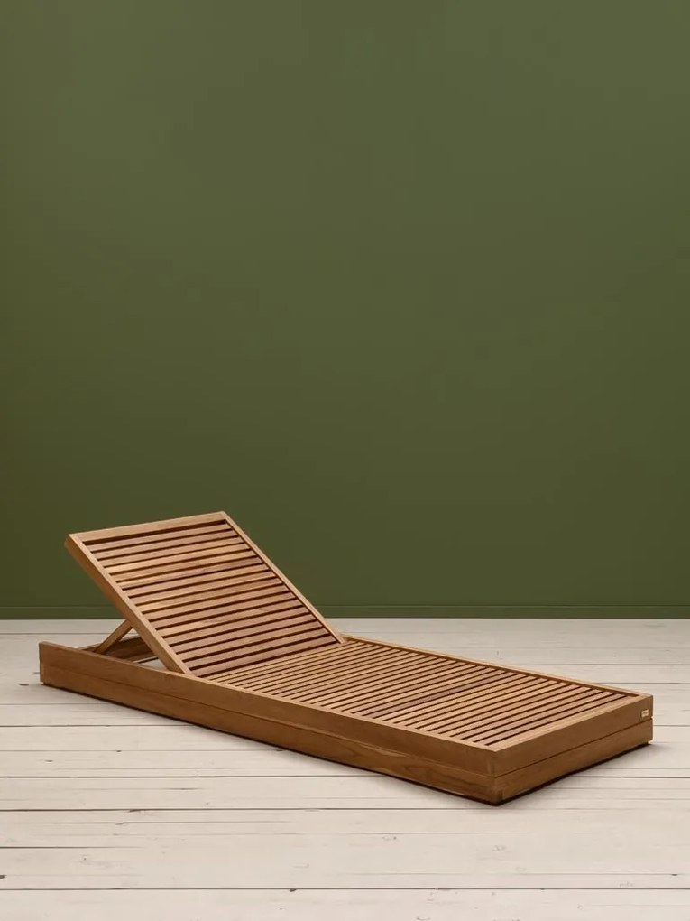Set Sezlong din Lemn de Tec + Perna Verde "Kipara"