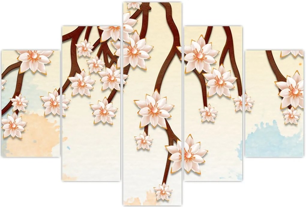 Tablou - Flori colorate pe ramuri (150x105 cm)