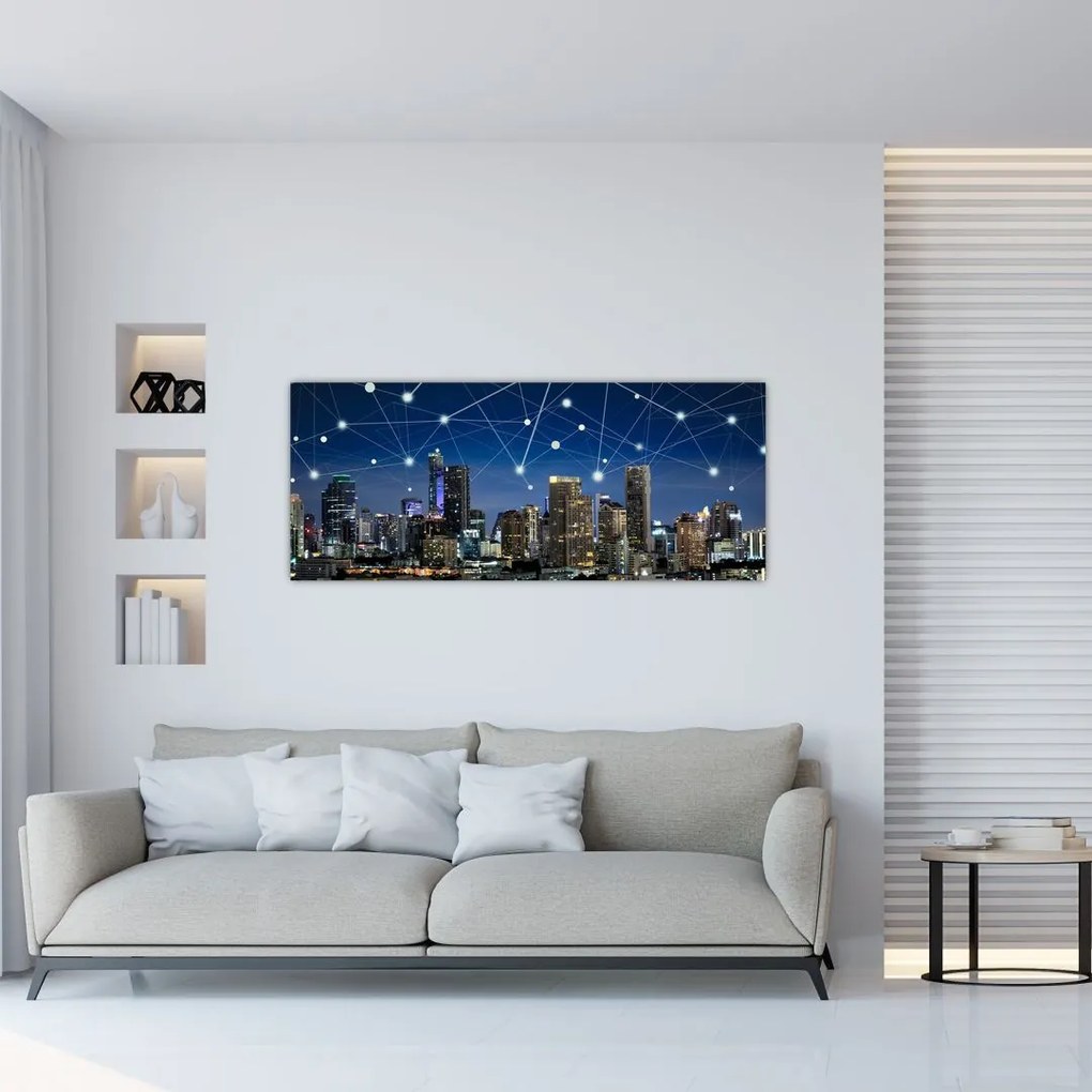 Tablou - Municipiul nocturn (120x50 cm)