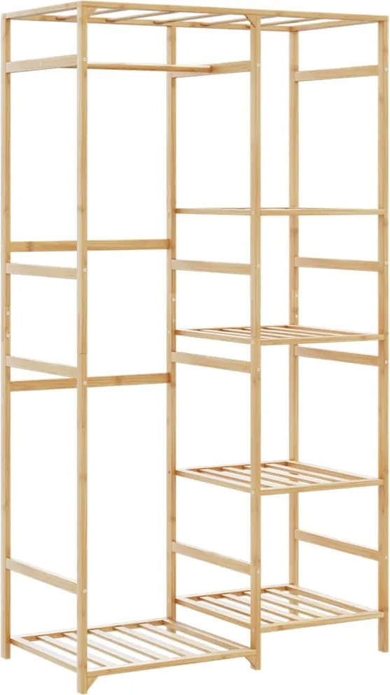 vidaXL Cuier pentru haine cu rafturi, 100x50x184,5 cm, bambus