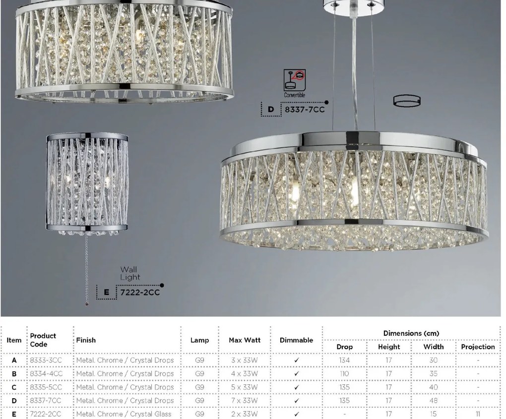 Lustra eleganta design modern Elise 7L 8337-7CC SRT