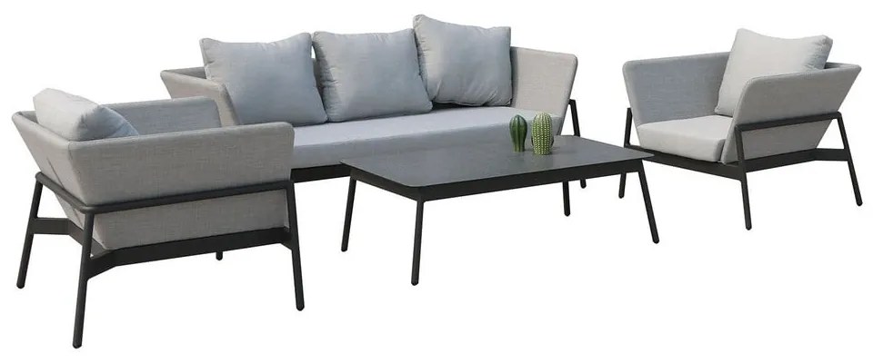 Set mobilier de grădină negru/gri pentru 4 persoane Tyssedal - Bonami Selection