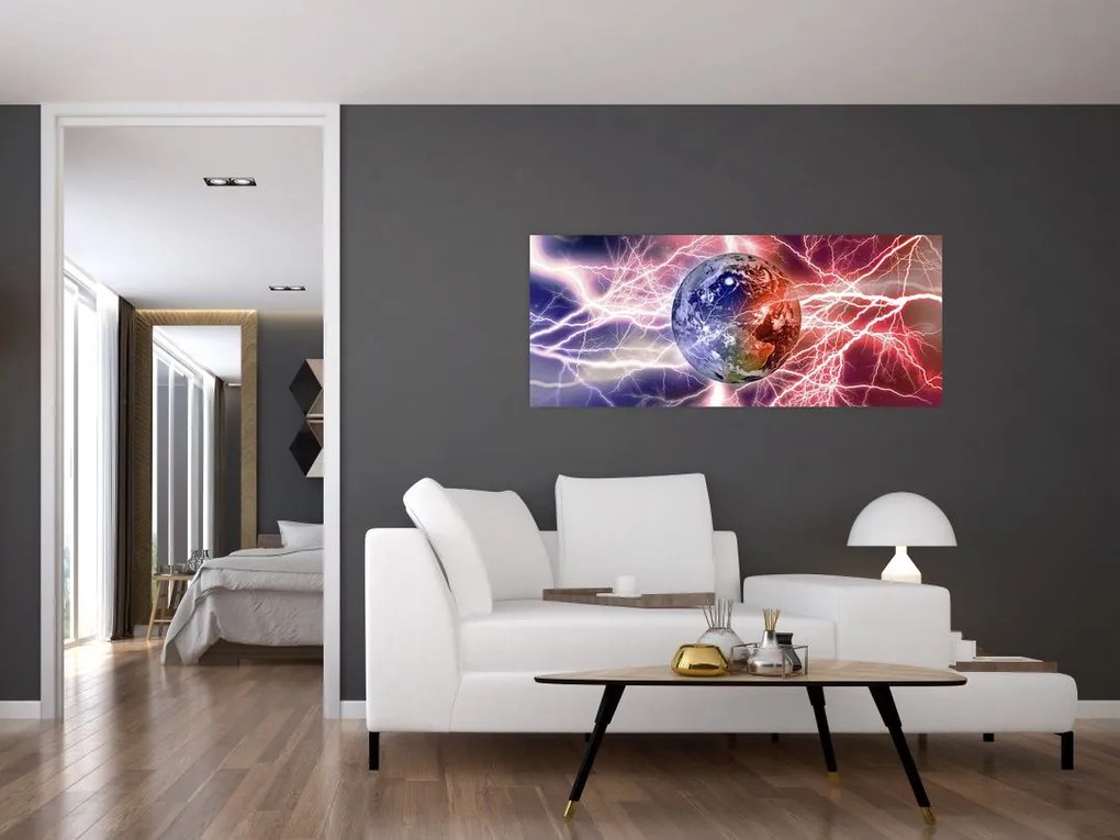 Tablou - Globul pământen în curenți (120x50 cm)