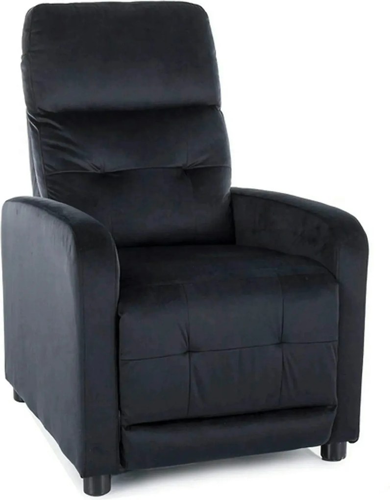 Fotoliu rabatabil OTUS, stofa catifelata negru - Bluvel 19, 66x92/144x