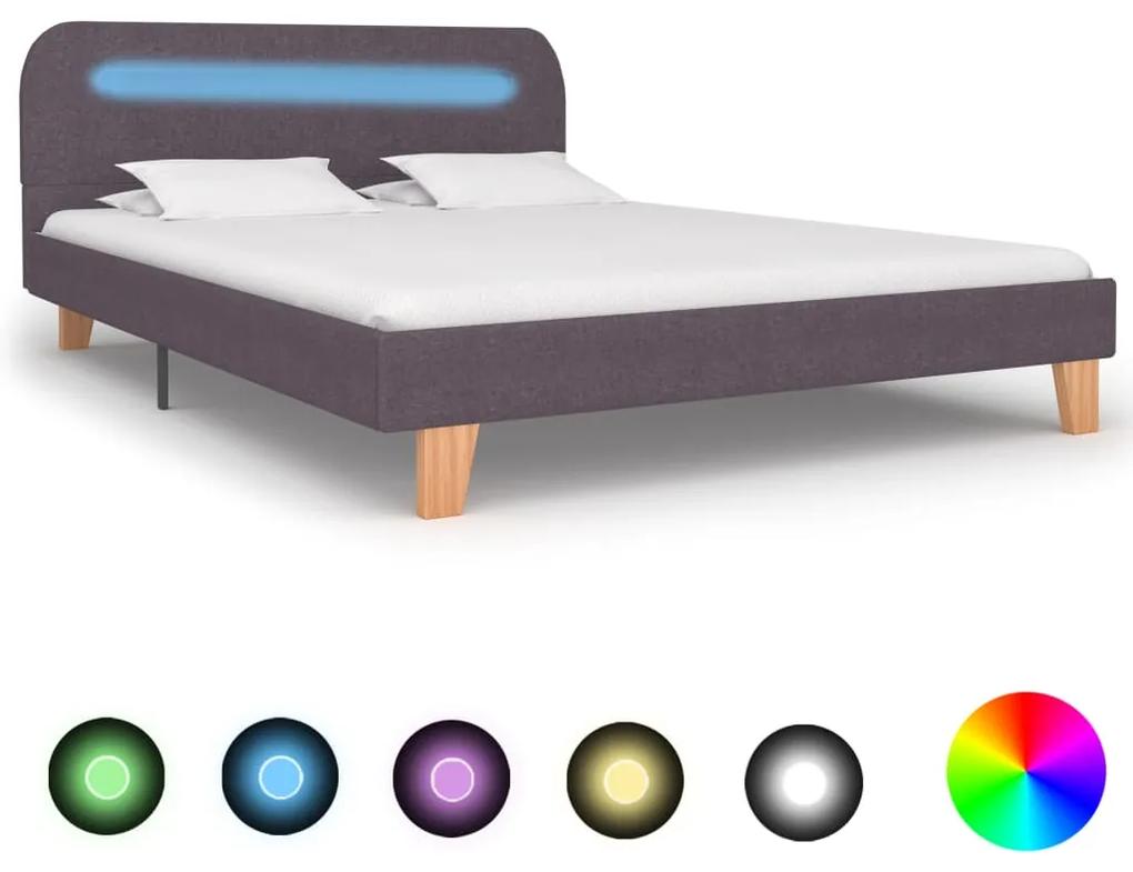 280913 vidaXL Cadru de pat cu LED-uri, gri taupe, 140x200cm, material textil