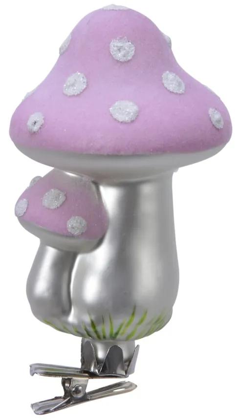 Glob Mushroom, Decoris, 6.5x8 cm, sticla, roz