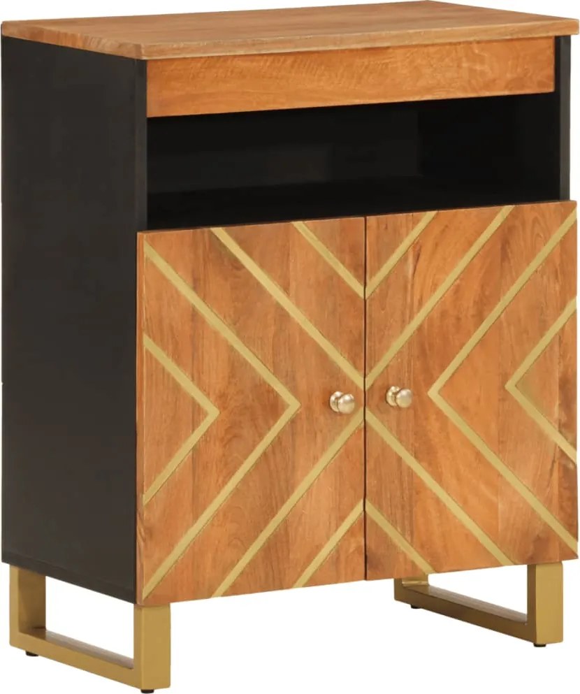 vidaXL Dulap lateral, maro și negru, 60x33,5x75 cm lemn masiv de mango