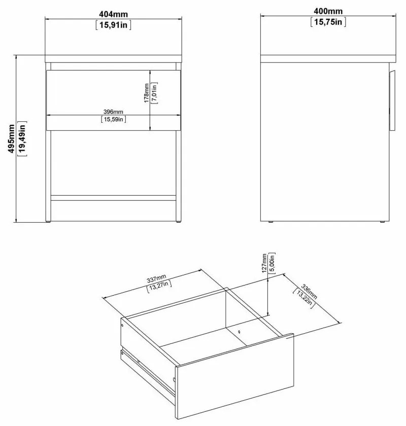 Noptieră albă Naia - Tvilum