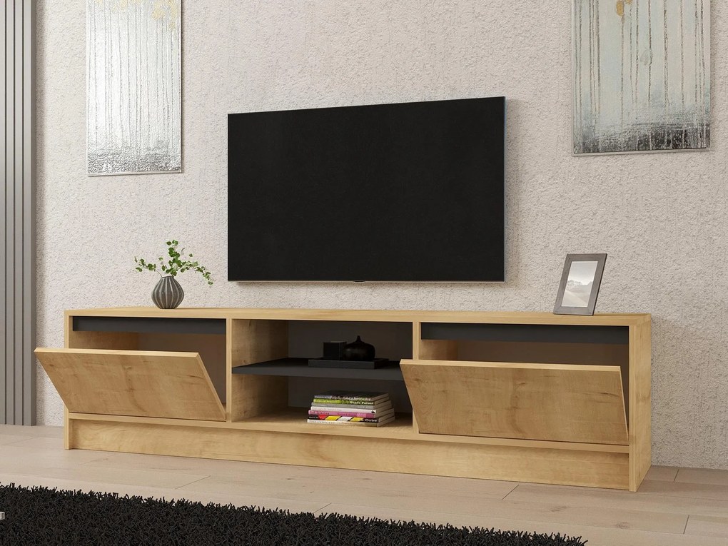 Set mobilier living Sunalerza (Stejar zafir + antracit). 1107149