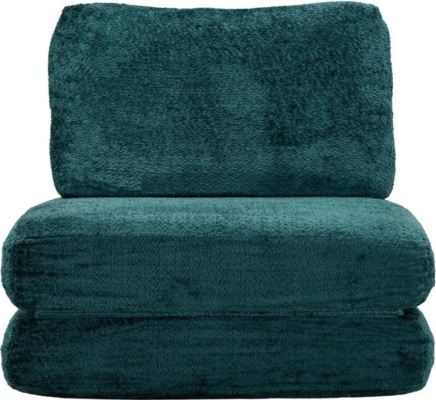 Fotoliu albastru-verde extensibil cu tapițerie din țesătură bouclé Faster – Mauro Ferretti