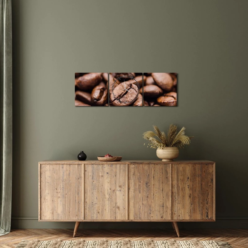 Tablou - Boabe de cafea (cu ceas) (90x30 cm)