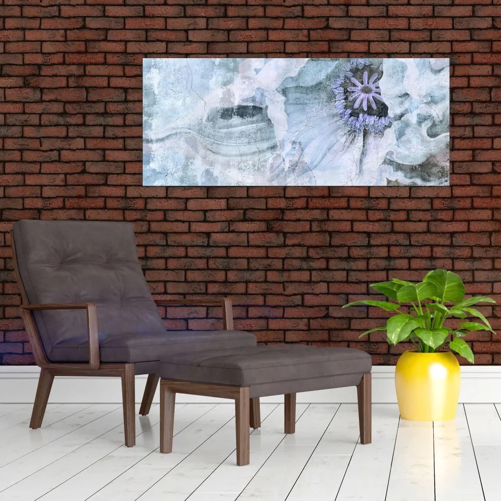Tablou - Frescă florală pe un perete de cărămidă (120x50 cm)