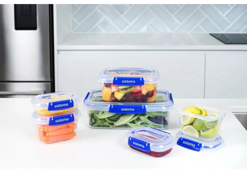 Sistema Set de 6 cutii etanșe pentru alimente KLIP IT PLUS, 2x180 ml, 2x400 ml, 1x1 l și 1x2,2 l