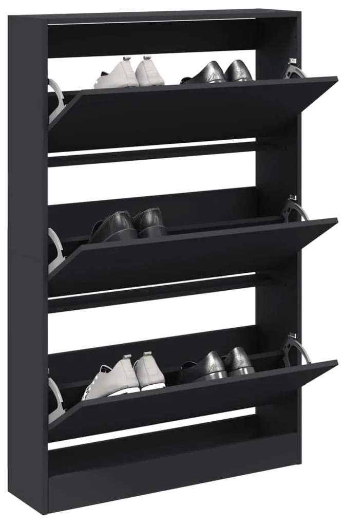 vidaXL Pantofar, negru, 80x21x125,5 cm, lemn compozit