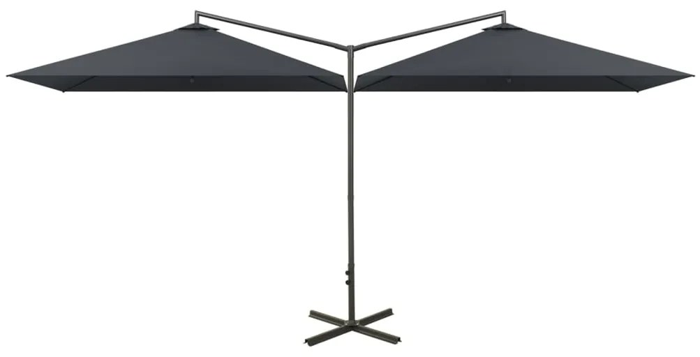 Umbrela de soare dubla cu stalp din otel, antracit, 600x300 cm Antracit