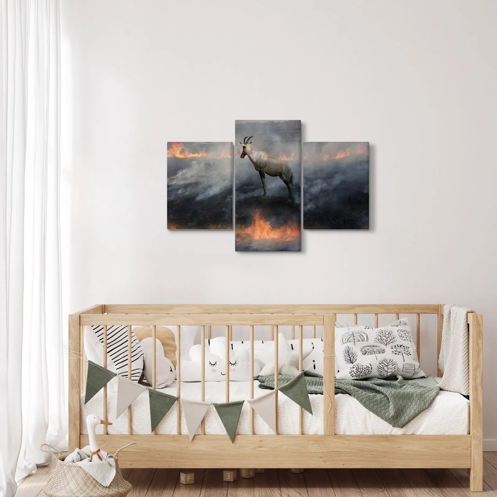 Tablou cu capră de munte în foc (90x60 cm)