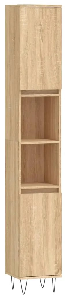 831535 vidaXL Dulap de baie, stejar sonoma, 30x30x190 cm, lemn prelucrat