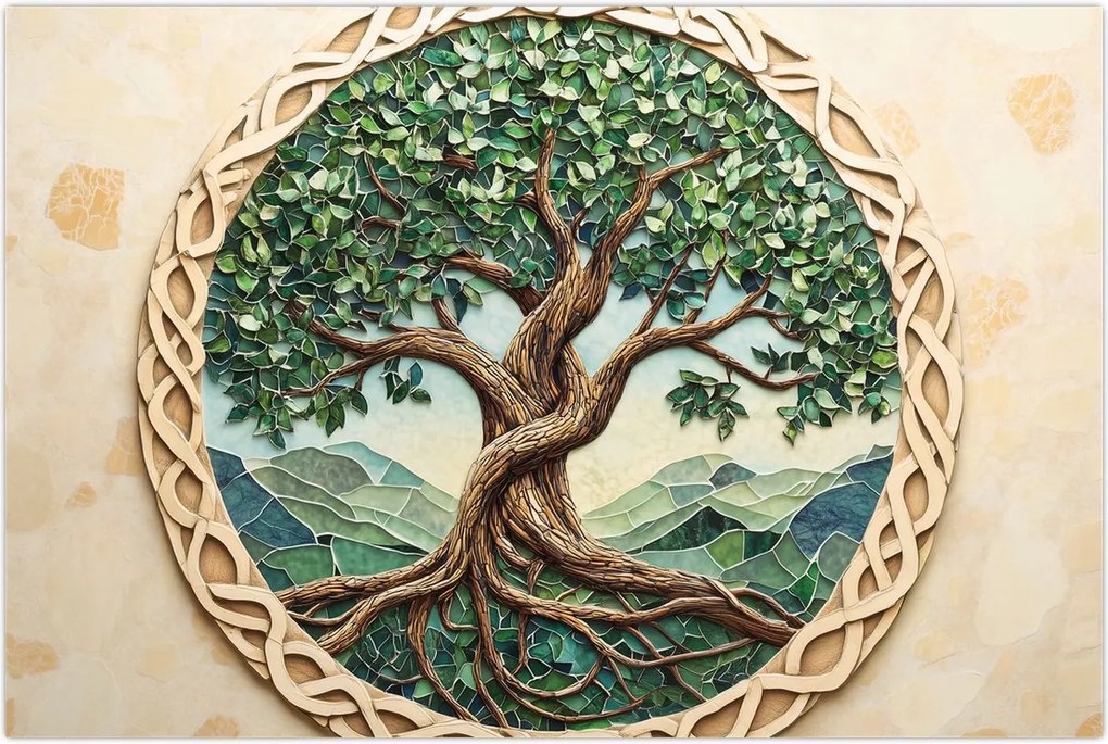 Tablou – Arborele vieții împletit (90x60 cm)