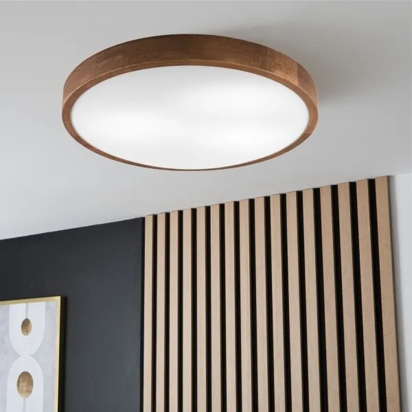 Brilagi - Plafonieră LED CARVALHO SLIM 3xE27/15W/230V, finisaj stejar-cireș, diametru 47 cm