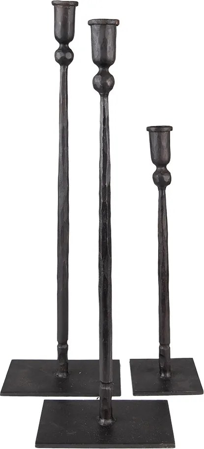 Set 3 suporturi de lumanari, din metal, H35 / 49 / 52 cm