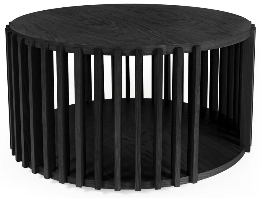 Masă auxiliară din lemn de stejar Woodman Drum, ø 83 cm, negru