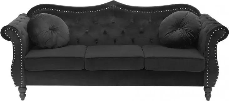 Canapea SKIEN, catifea, neagra, 91 x 200 x 83 cm