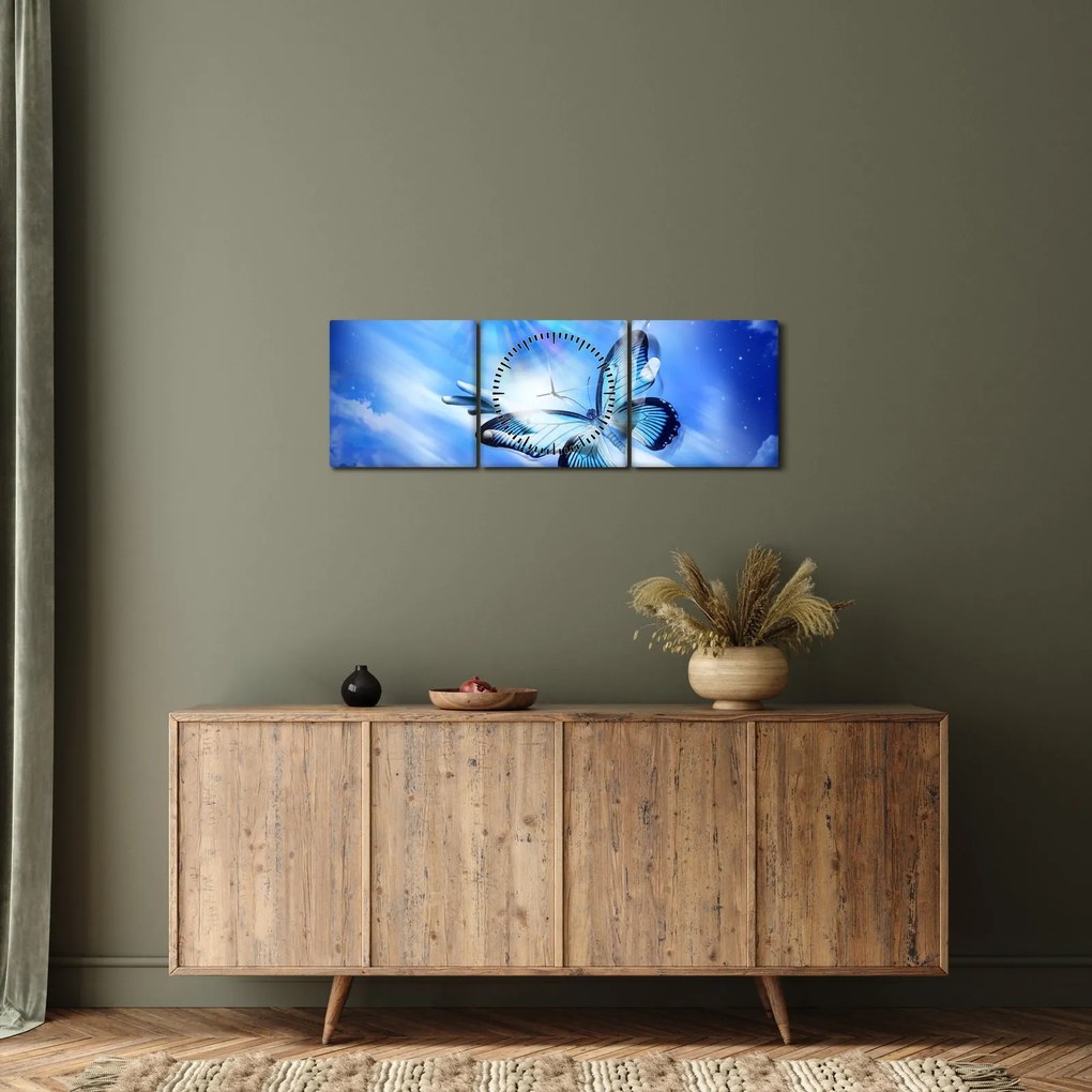 Tablou - Fluture, simbolul speranței (cu ceas) (90x30 cm)