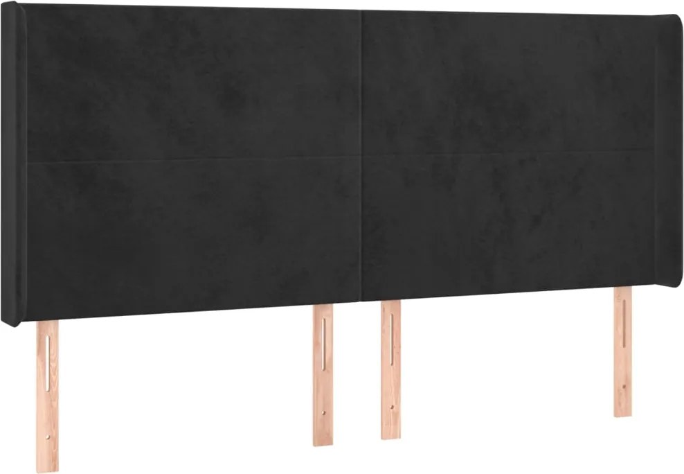 vidaXL Tăblie de pat cu aripioare, negru, 183x16x118/128 cm, catifea