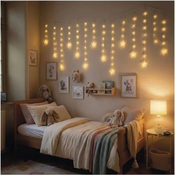 Șir LED pentru exterior 120xLED 3xAA 1,7 m IP44 alb cald