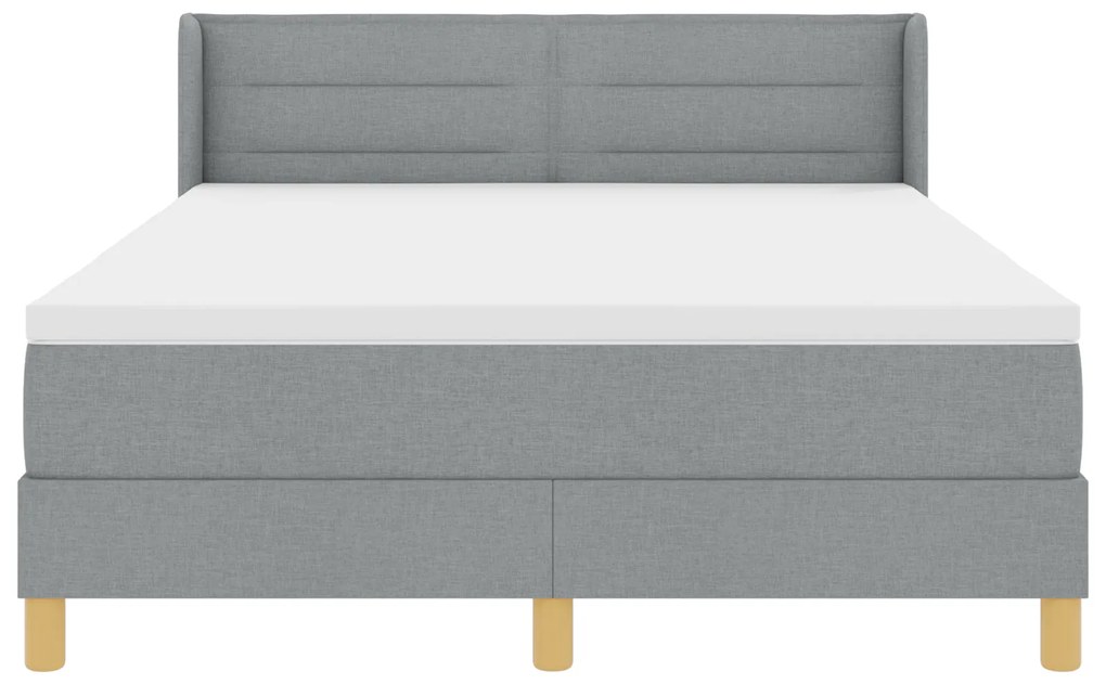vidaXL Pat box spring cu saltea gri deschis, 160 x 200 cm, din țesătură.