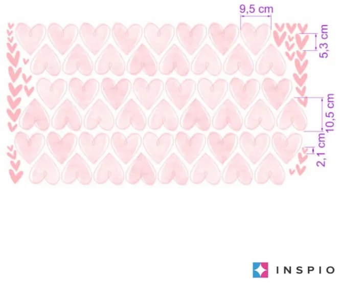 INSPIO Inimioare roz - autocolante textile pentru perete