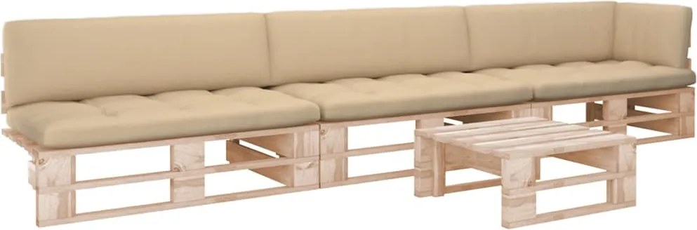vidaXL Set mobilier paleți cu perne, 4 piese, lemn de pin tratat