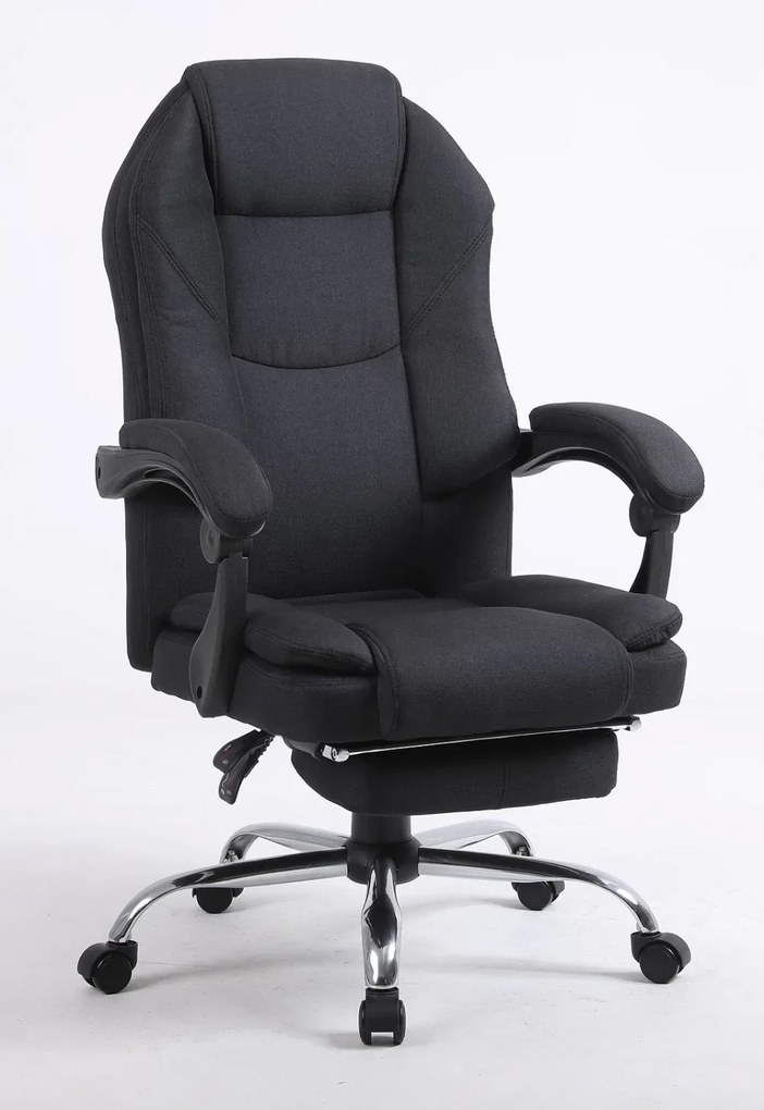 RESIGILAT- Scaun directorial, suport picioare, material textil, Negru,