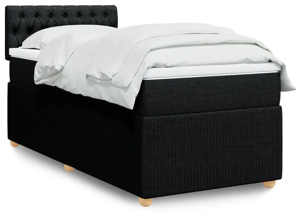 3287320 vidaXL Pat box spring cu saltea, negru, 90x190 cm, textil