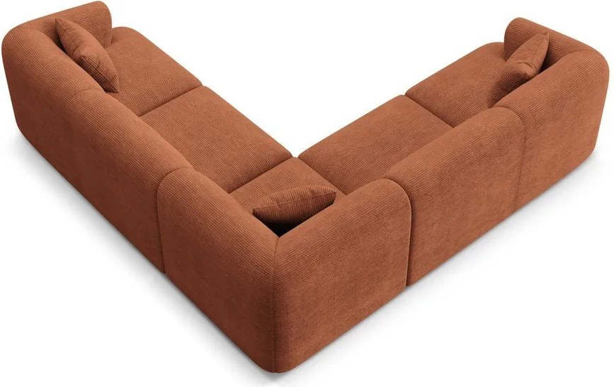 Colțar teracotă cu tapițerie din catifea reiată Campi – Cosmopolitan Design