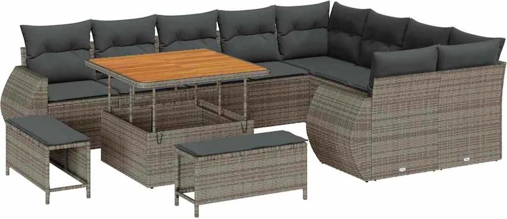 vidaXL Set de canapele pentru grădină 12 pcs Gri poliratan