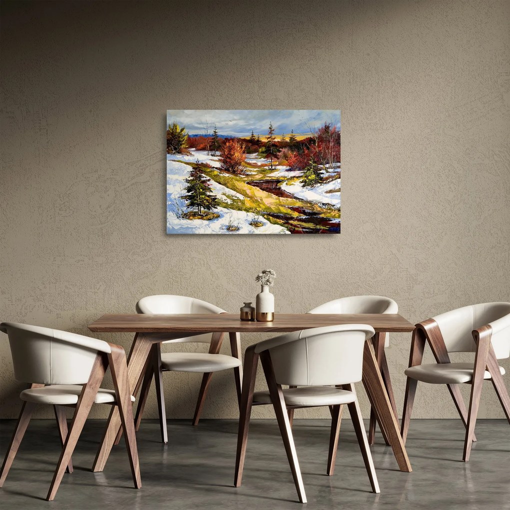 Tablou pe sticlă - Sosirea primăverii (70x50 cm)