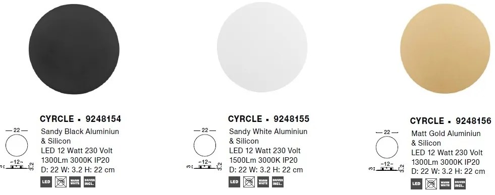 Aplica LED de perete design ambiental CYRCLE 22cm aurie