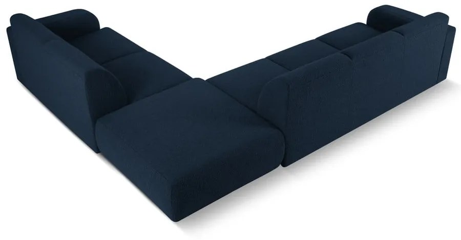 Colțar albastru închis cu tapițerie din stofă bouclé (colț dreapta) Molino – Micadoni Home